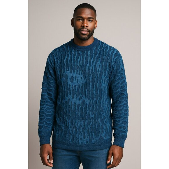 New Coogi 3D Vintage Blue Textured Sweater | Unisex Sweater or Sweater Dress | S - Picture 3 of 9